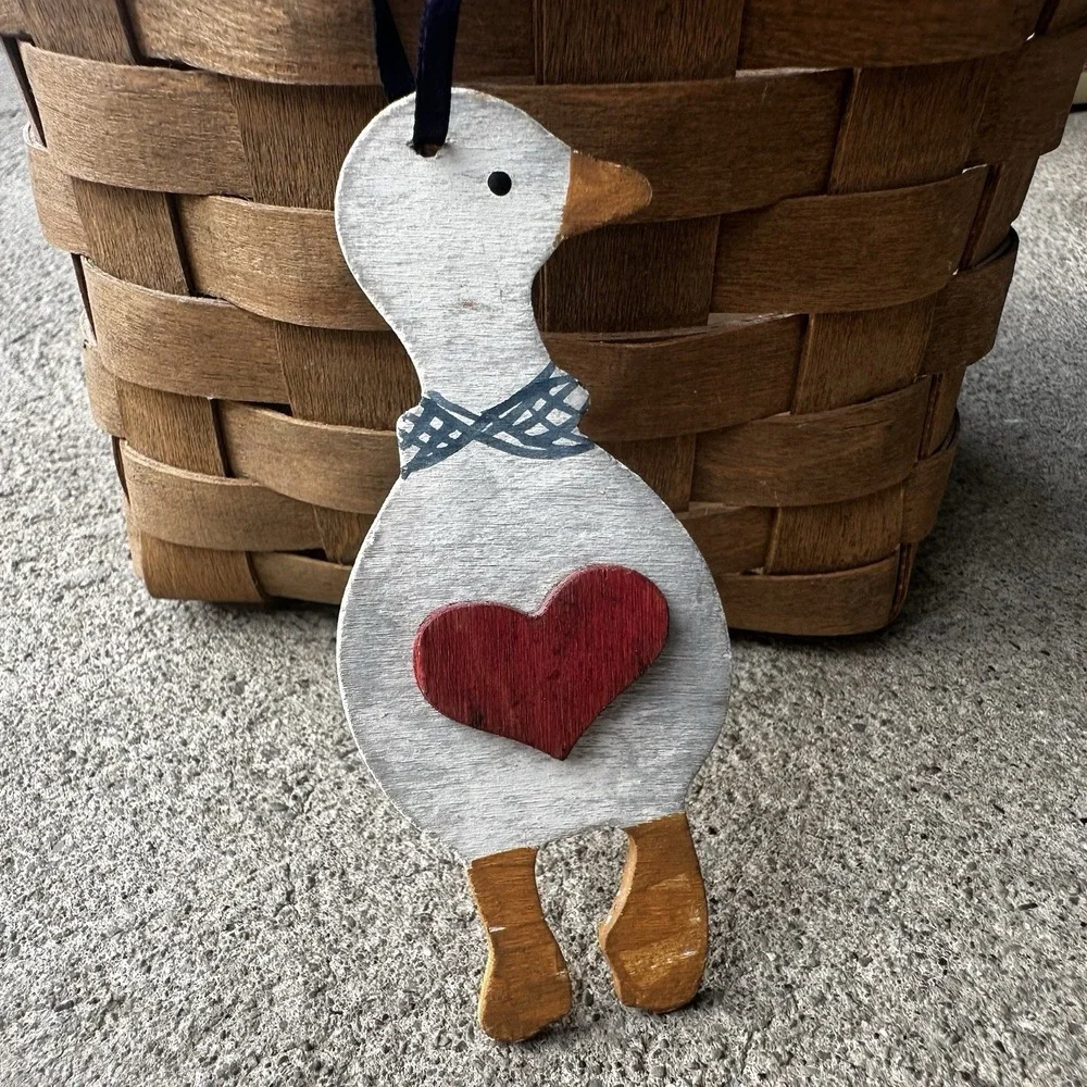 Vintage 1984 Longaberger Apple Goose Duck Swing Basket Farm Country Cottagecore